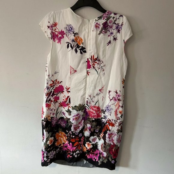 wallis womens uk 14 petite white floral short sleeve sheath dress - Picture 2 of 7
